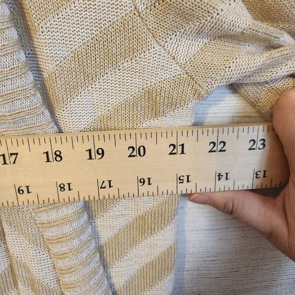 Notations XL petite cream striped 3/4 sleeve cardigan - Picture 5 of 7
